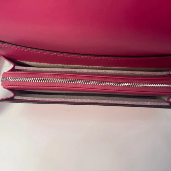 Michael Kors Large Zip Around Wallet Crossbody Bag Dragonfruit Pink - Picture 6 of 7